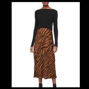 All Saints Brown Hera Zephyr Two - Piece Slip Dress size L